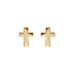 Boucles d'oreille tige en plaqu or, forme de croix