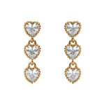 Boucles d'oreille tige en plaqué or pendante 3 coeurs oxydes blancs Boucles d'oreille tige en plaqué or pendante 3 coeurs oxydes blancs