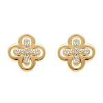 Boucles d'oreille tige plaqu� or tr�fle et croix d'oxydes blancs