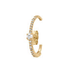 Boucles d'oreille tige en plaqu or unitaire avec oxydes blancs sertis dont un plus gros (faux piercing) ...