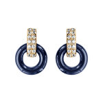 Boucles d'oreille tige en vermeil double anneau un en céramique bleu marine et un avec oxydes blancs ... Boucles d'oreille tige en vermeil double anneau un en céramique bleu marine et un avec oxydes blancs ...