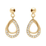 Boucles d'oreille tige en vermeil forme goutte par�e d'oxydes blancs sertis