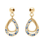 Boucles d'oreille tige en vermeil forme goutte par�e d'oxydes bleus et blancs sertis