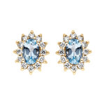 Boucles d'oreille tige en vermeil massif avec pierre naturelle ovale topaze bleue et contour d'oxydes ... Boucles d'oreille tige en vermeil massif avec pierre naturelle ovale topaze bleue et contour d'oxydes ...