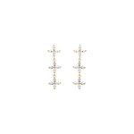 Boucles d'oreille tige vermeil pendante 3 fleurs oxydes blancs