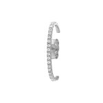 Boucles d'oreille unitaire tige en argent rhodi avec oxyde blanc serti aspect piercing 2 & 3eme trou ...