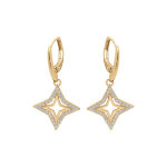 Boucles d'oreille en vermeil �toile ajour�e contour oxydes blancs sertis et fermoir dormeuse