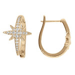 Boucles d'oreille en vermeil etoile rn�e d'oxydes blancs sertis