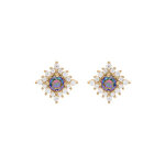 Boucles d'oreille en vermeil oxyde arc en ciel mystique forme flocon et oxydes blancs sertis et fermoir ...