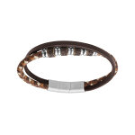 Bracelet en acier 2 rangs cuir véritable noir et cordon tresse marron et multi rondelles 20 + 1cm double ... Bracelet en acier 2 rangs cuir véritable noir et cordon tresse marron et multi rondelles 20 + 1cm double ...