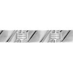Bracelet en acier alternance de maillons stri�s en biais et petits �l�ments stri�s horizontalement - ...