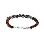 Bracelet en acier boules oeil de tigre véritable rouge et maille royale 19 + 2cm Bracelet en acier boules oeil de tigre véritable rouge et maille royale 19 + 2cm