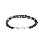 Bracelet en acier boules onyx noirs véritable et maille royale 19 + 2cm Bracelet en acier boules onyx noirs véritable et maille royale 19 + 2cm