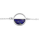 Bracelet en acier chaîne avec cercle et demi lune en pierre lapis lazuli véritable - 16 + 3cm Bracelet en acier chaîne avec cercle et demi lune en pierre lapis lazuli véritable - 16 + 3cm