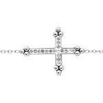 Bracelet en acier chane avec croix blanche et pierres blanches 16 + 3cm