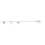 Bracelet en acier chane avec pampilles croix et oxydes blancs sertis 16 + 3cm