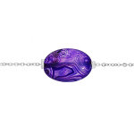 Bracelet en acier chane avec pierre naturelle agate violette (spiritualit) 15 + 3cm