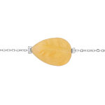 Bracelet en acier cha�ne avec pierre naturelle jade jaune (equilibre & honnetet�) 15 + 3cm