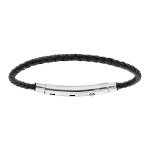 Bracelet en acier pour charms medium homme cuir noir et fermoir télescopique 18cm réglable 17 et 16cm ... Bracelet en acier pour charms medium homme cuir noir et fermoir télescopique 18cm réglable 17 et 16cm ...