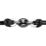 Bracelet en acier cordon doubl� en coton noir avec 1 grain de caf� en c�ramique noire au milieu - longueur ...