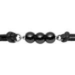 Bracelet en acier cordon doubl� en coton noir avec 3 boules en c�ramique noire au milieu - longueur 17cm ...