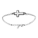 Bracelet en acier croix 20mm contour pvd noir - 19 + 2cm