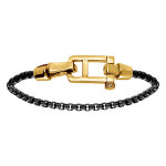 Bracelet en acier dor� maille jaseron noir - 19. 5cm