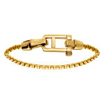Bracelet en acier dor� satin� maille jaseron fermoir dor� brillant - 18cm