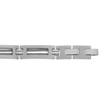 Bracelet en acier avec double c�ble gris 19, 5cm + 1 r�glable double fermoir