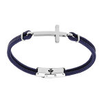 Bracelet en acier double cordon bleu croix - 25mm 21cm r�glable