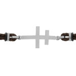 Bracelet en acier double cordon cuir marron fonc avec croix de lorraine 20 + 3cm