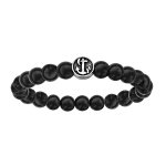 Bracelet en acier extensible perles en bois noir motif ancre marine Bracelet en acier extensible perles en bois noir motif ancre marine
