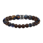 Bracelet en acier lastique perles bois et pierres marbres motif patin