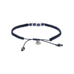 Bracelet en acier junior cordon rglable bleu et 4 boules bleues