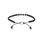 Bracelet en acier junior cordon rglable marron 4 boules marrons