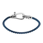 Bracelet en acier maille jaseron bleu - 19. 5cm