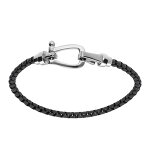 Bracelet en acier maille jaseron noir - 20cm