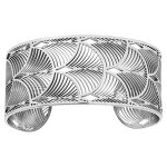 Bracelet en acier manchette motif  plume de paons