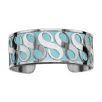Bracelet en acier manchette symboles infini bleu ciel