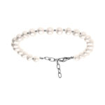 Bracelet en acier perle blanche de culture d'eau douce 6 - 7mm irr�guli�re - 19 + 3cm