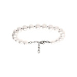 Bracelet en acier perle blanche de culture d'eau douce 8 - 9mm irr�guli�re - 20 + 3cm