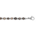Bracelet en acier avec perles en pierres labradorite mat v�ritable et perles acier 18 + 3cm