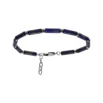 Bracelet en acier et pierres lapis lazuli v�ritable 20 + 3cm