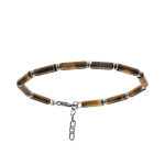 Bracelet en acier et pierres oeil de tigre v�ritable 19 + 3cm