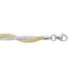 Bracelet en acier et pvd 2 tons maille serpent tressée 17 + 3cm Bracelet en acier et pvd 2 tons maille serpent tressée 17 + 3cm