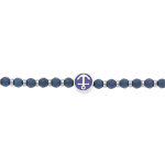 Bracelet en acier et pvd bleu perles et motif ancre 18 + 3cm