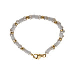 Bracelet en acier et pvd dor rondelles blanches avec perles de culture d'eau douce blanches 16 + 3cm ...