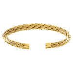 Bracelet en acier et pvd jaune demi jonc tresse plate 7mm - oval 62x55mm