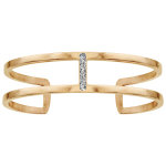 Bracelet en acier et pvd jaune manchette arcs lisses relis avec glitter gris