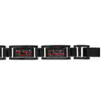 Bracelet en acier pvd noir et carbone reflet rouge rglable double fermoir 20cm + 1, 5cm